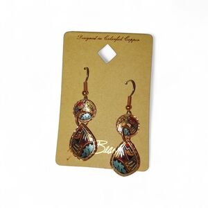 Lynn Bean Copper Dangle Enamel Earrings